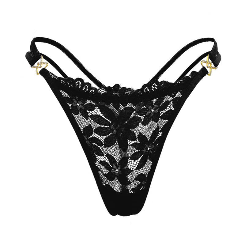 Cross-Border 2025 New Sexy Panties for Women Amazon Hot Lace Comfortable Flower Metal European and American Panties Drop Shipping