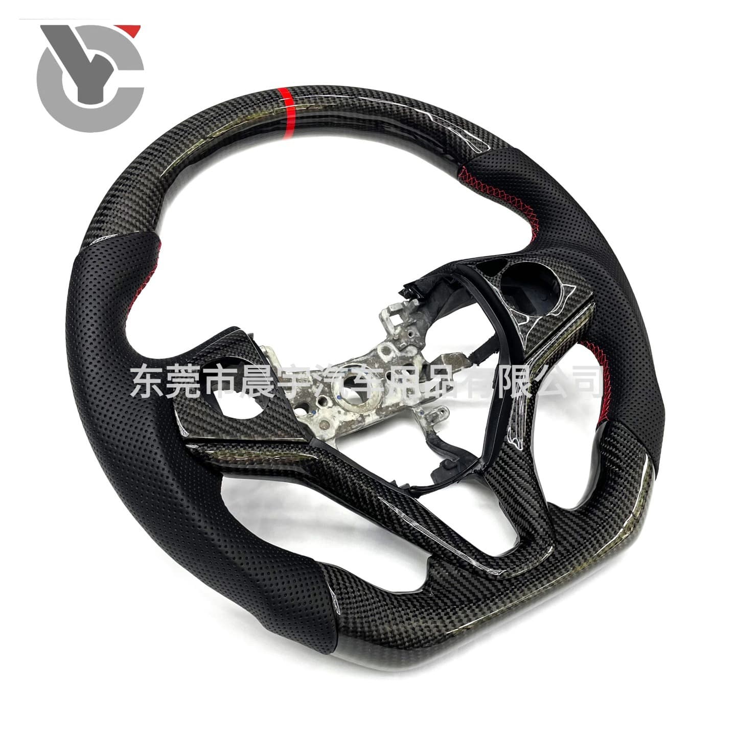 Suitable for Honda Fit, GK5, Vezel, City, XR-V, carbon fiber steering wheel, leather flat-bottomed sport D-type racing car
