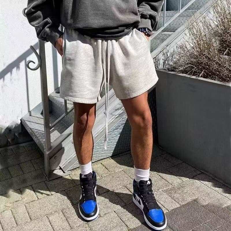 Summer American Style 4/5 Length Shorts for Men Casual Basketball Pure Color Loose Fit