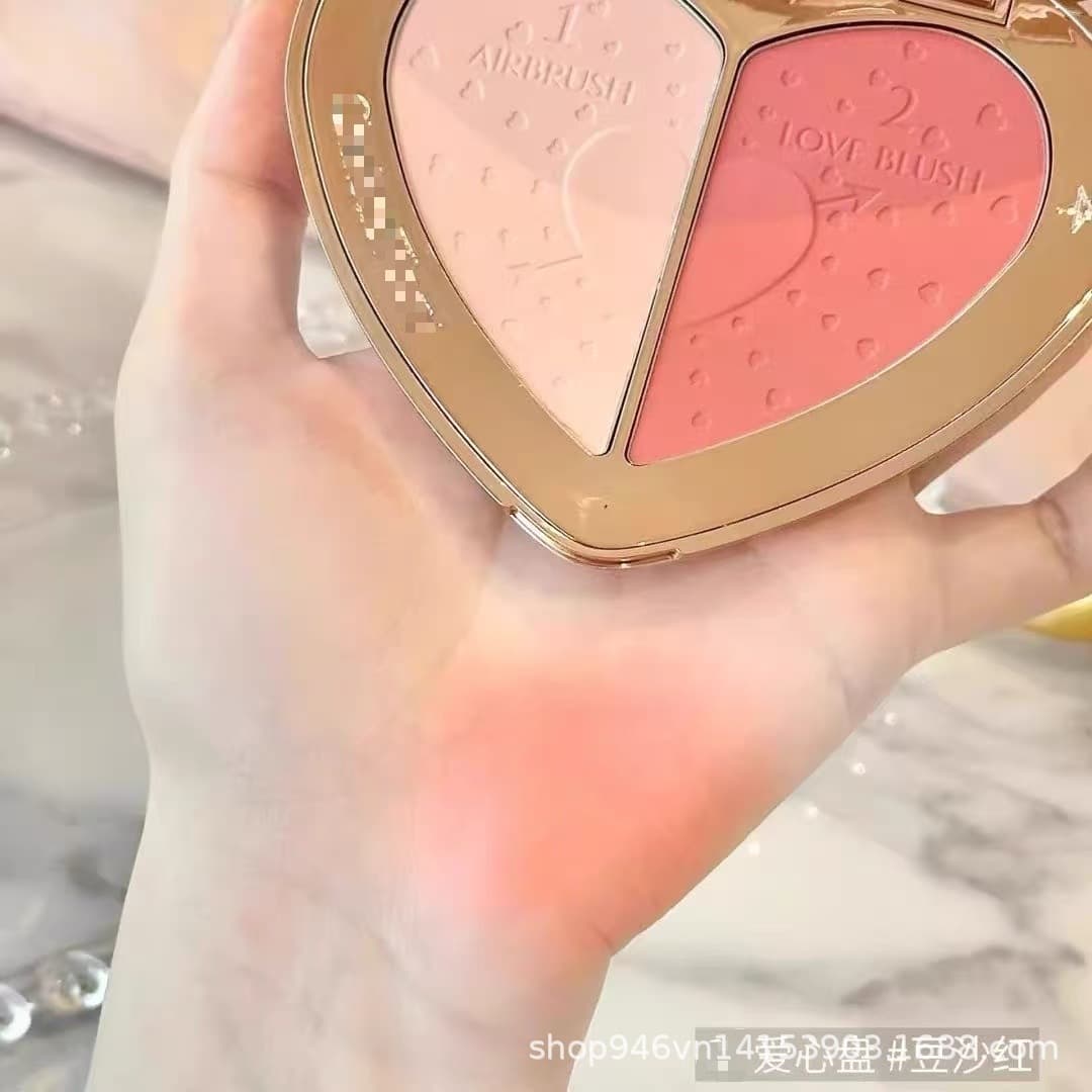 【Cross-Border Trade】C Brand Two-Color Heart-Shaped Blush Palette, Soft Matte Rose Pink, Bean Paste Red