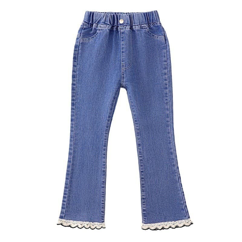 Girls' Jeans 2025 Spring New Slimming Girls' Flared Pants Children's Lace Outer Wear Children's Long Trendy Pants