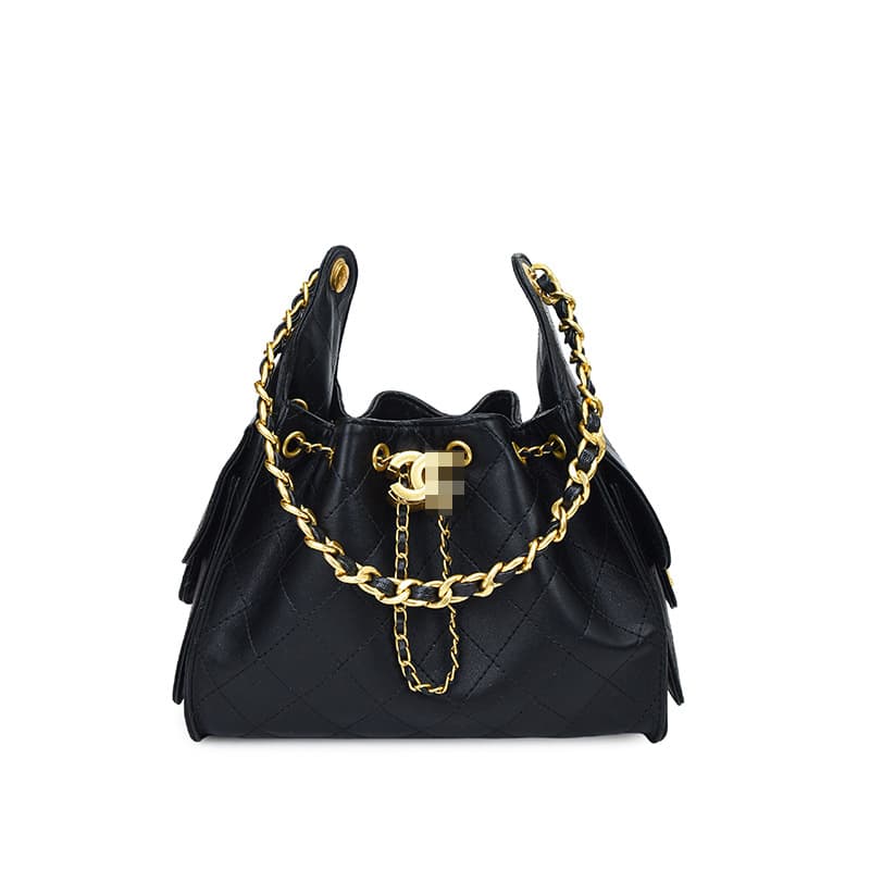 Premium Vintage Chanel-Style Diamond Quilted Chain Tote Bag for Women, Large Capacity Hobo Bucket Bag, Handheld Shoulder Bag