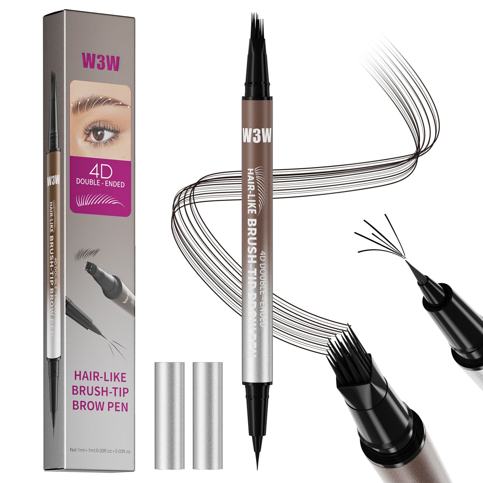 W3W Liquid Eyebrow Pencil: Creates natural, defined, long-lasting, quick-drying, waterproof eyebrow pencil. (Amazon cross-border e-commerce)