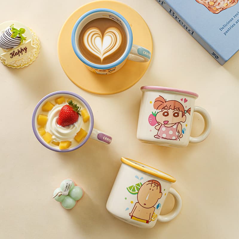 Crayon Shin-Chan Co-Branded Scale Ceramic Water Cup Cute Cartoon Drinking Water Ceramic Cup Household High-Value Festival Gift