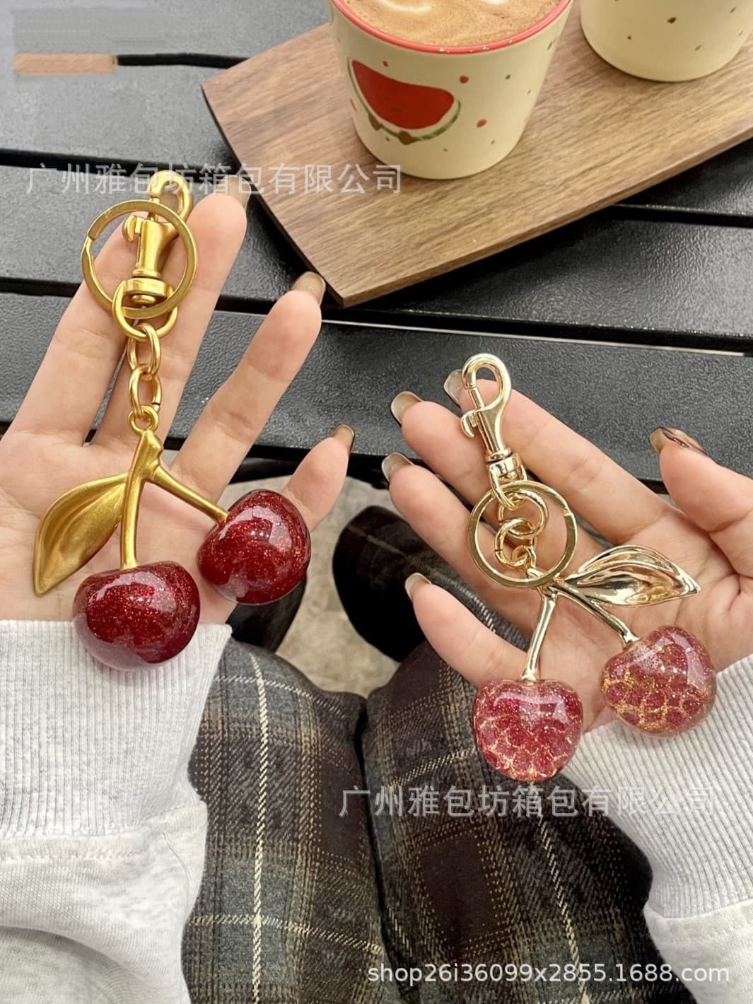 Cross-Border Kou C Bag Cherry Keychain Pendant Imitation Cherry High-End Fruit Series Hanging Accessory