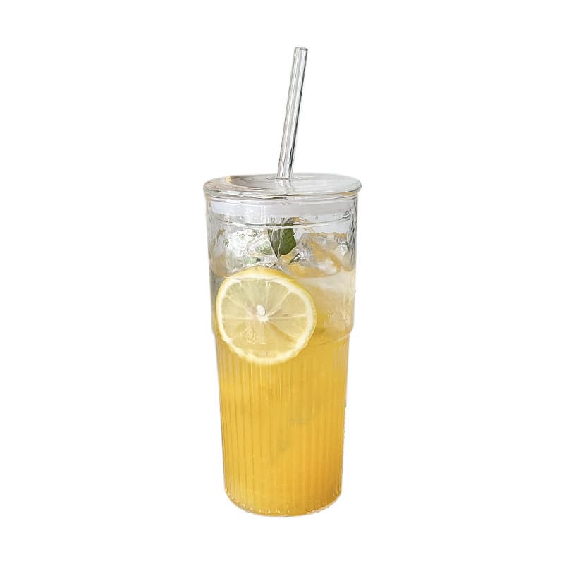 Large Capacity Straw Glass Water Cup Coffee Cup Office High Appearance Heat Resistant