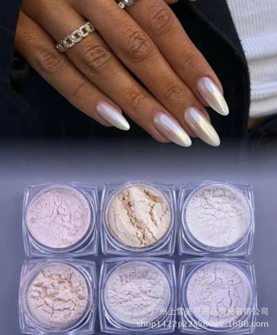 Nail Mirror Powder Chrome Gold Silver Laser Powder Water Ripple Neon Powder Set 6 Colors