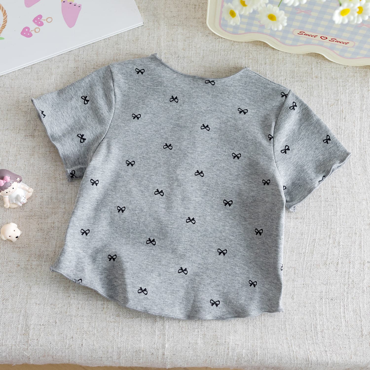 2026 Summer New Style Girls' Short-Sleeve T-Shirt, Thin Style, Bow Tie Top, Children's T-Shirt, Baby Girl's Clothing, Trendy