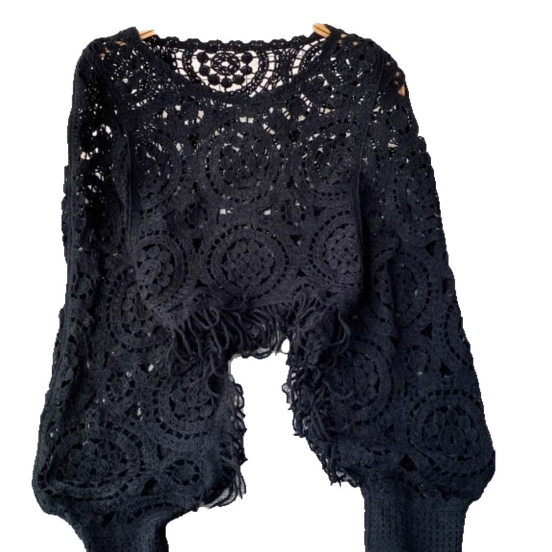 Fall Beach Vacation Hollow Out Crochet Round Neck Crop Knit Cardigan Loose Cover Up Top Women