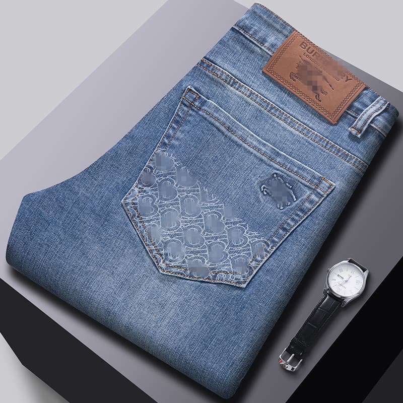 Guangzhou Xintang Men's Trendy Slim Fit Straight Leg Stretch Casual Blue Jeans 1:1 High-End European Brand B