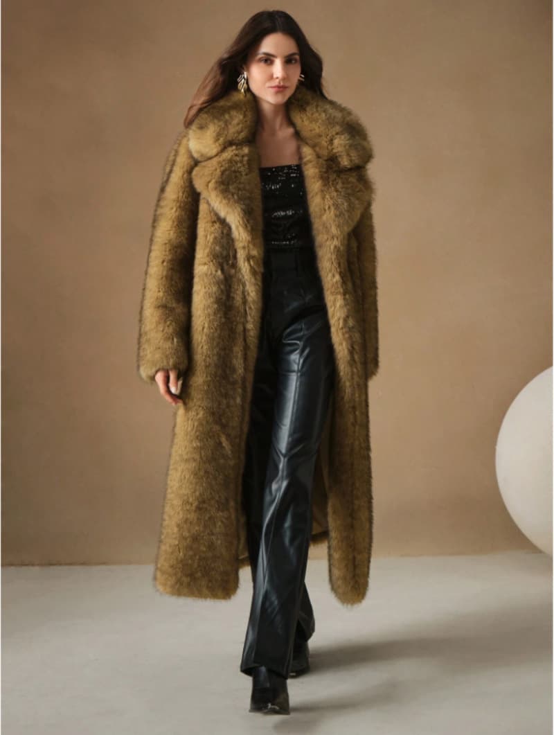 Xiyin Cross-border New Autumn and Winter Fashionable Fluffy Long Coat Faux Fox Fur Parka Coat
