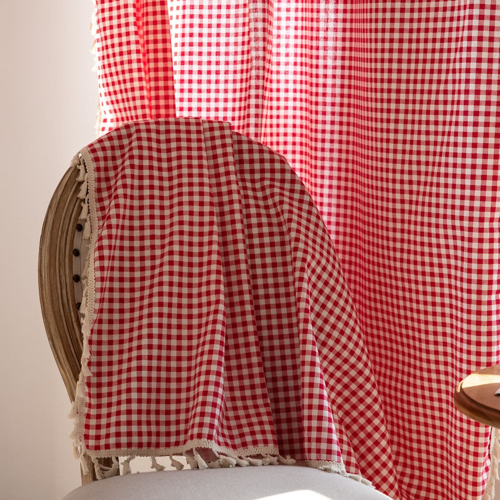 Amazon's new Korean-style plaid woven kitchen curtains, no-drill, semi-blackout decorative curtains, factory direct supply.