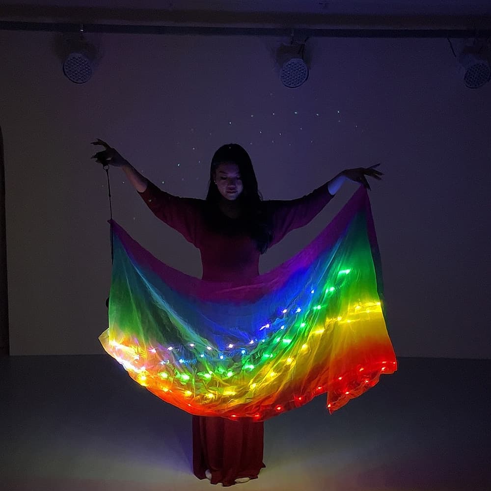 LED Yarn Ball Dance Ribbon Prop for Opening Ceremony and Sports Events, Rechargeable Glowing Belly Dance Prop