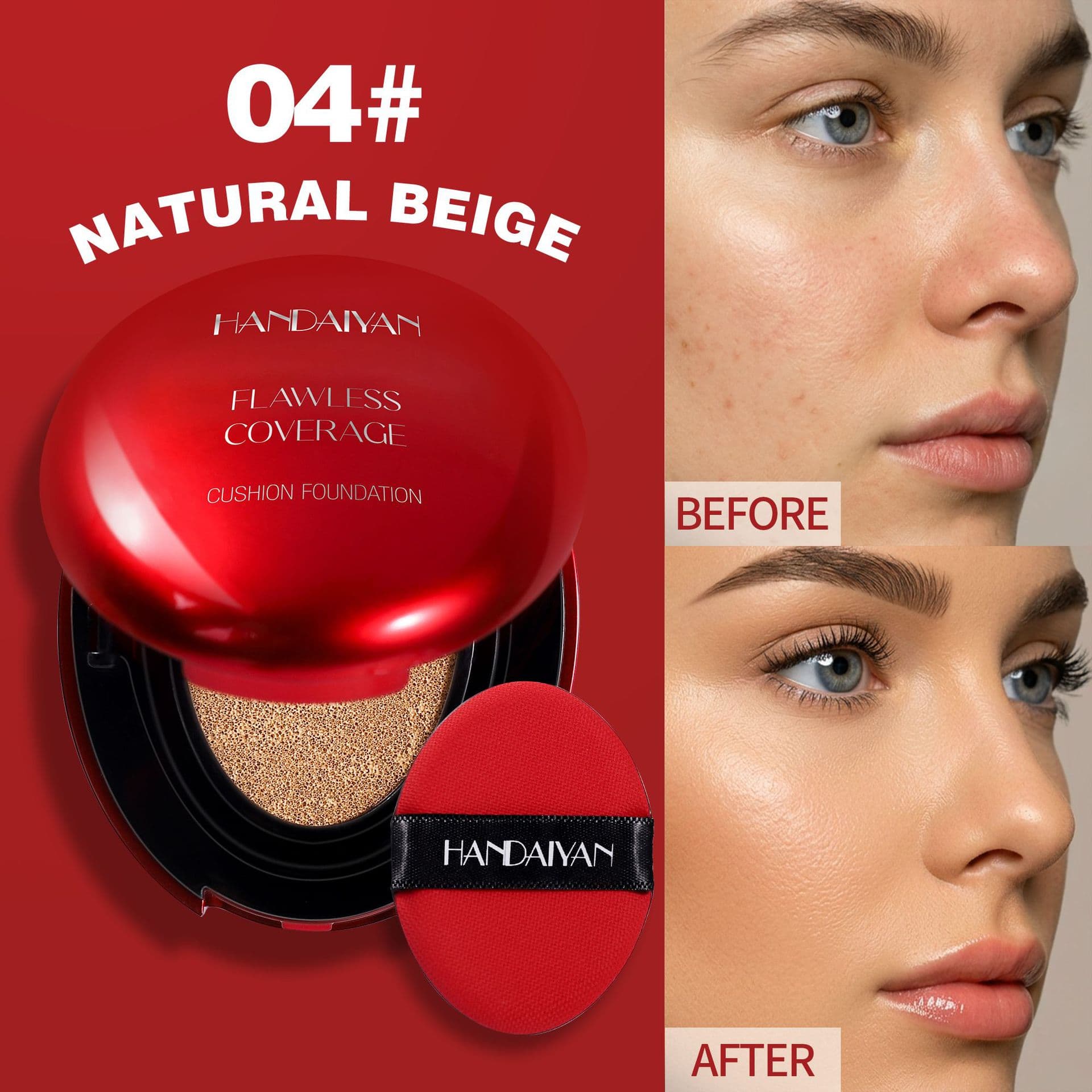 Cross-border 6-color concealer foundation with cushion foundation, long-lasting, moisturizing, and non-smudge-proof.