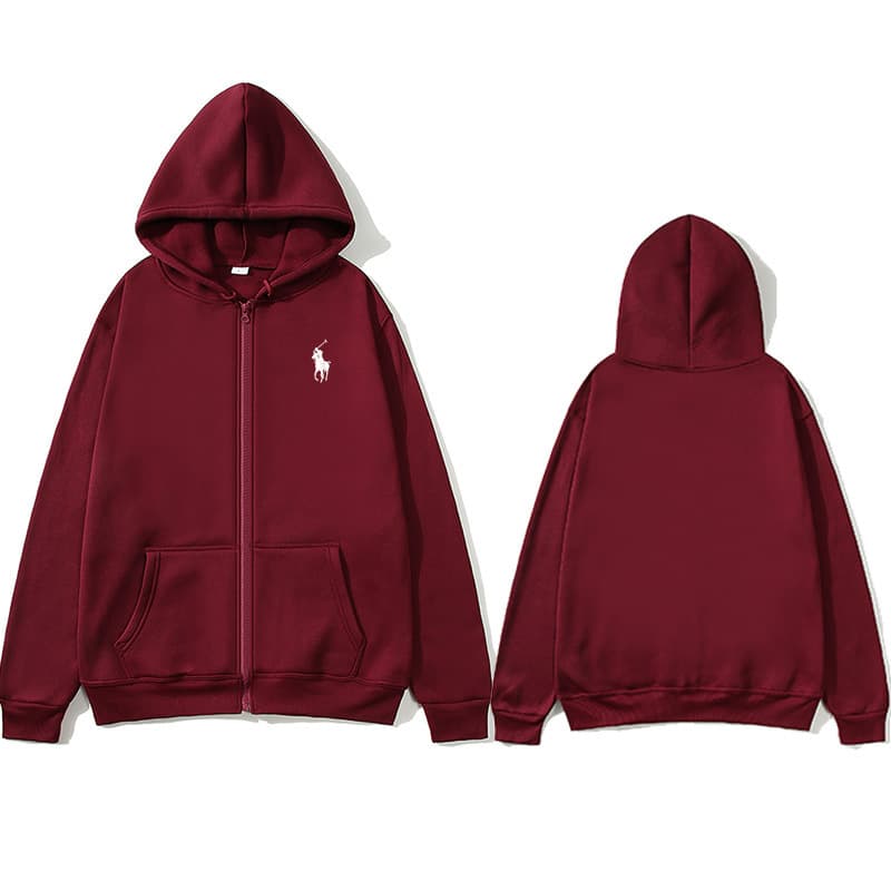 Ralph Lauren Unisex Zip-Up Casual Loose High-End Hooded Sweatshirt Zip Jacket