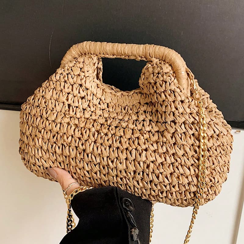 New Knitted Striped Clutch Bag Large Capacity Daily Cosmetic Clip Bag for Women