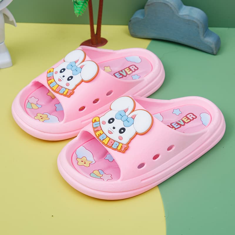 Four-Season Universal Kids Cartoon Cute Flat Plastic Sandals Daily Outdoor Home Casual PVC Flip-Flops