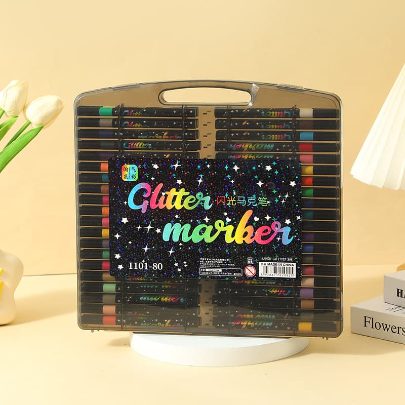 Dual-Head Glitter Highlighter Pen Pearl Metallic Marker Glitter Marker for Kids Students Drawing Hand Account Glitter Pen