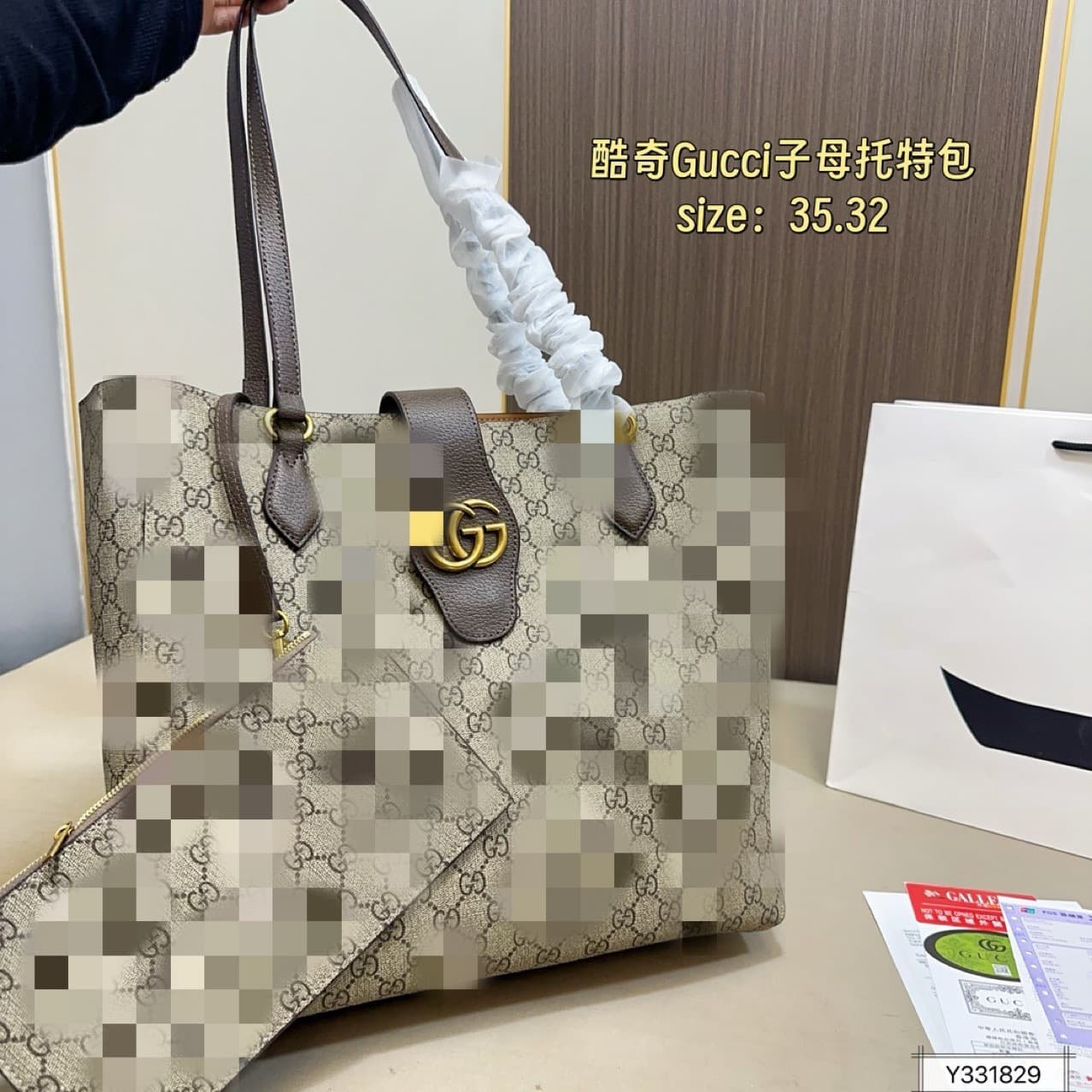 L brand large capacity women's bag, European and American retro style shoulder bag, monogrammed letter tote bag, PU commuter handbag.