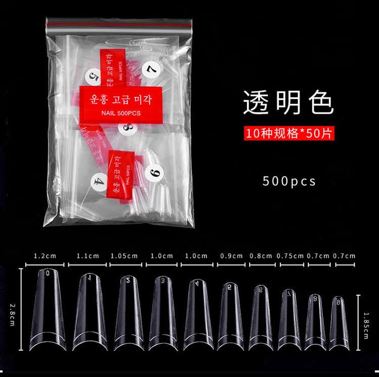 Cowboy French Flat Head Nail Tips, Natural Color 500pcs Clear Box Nail Tips