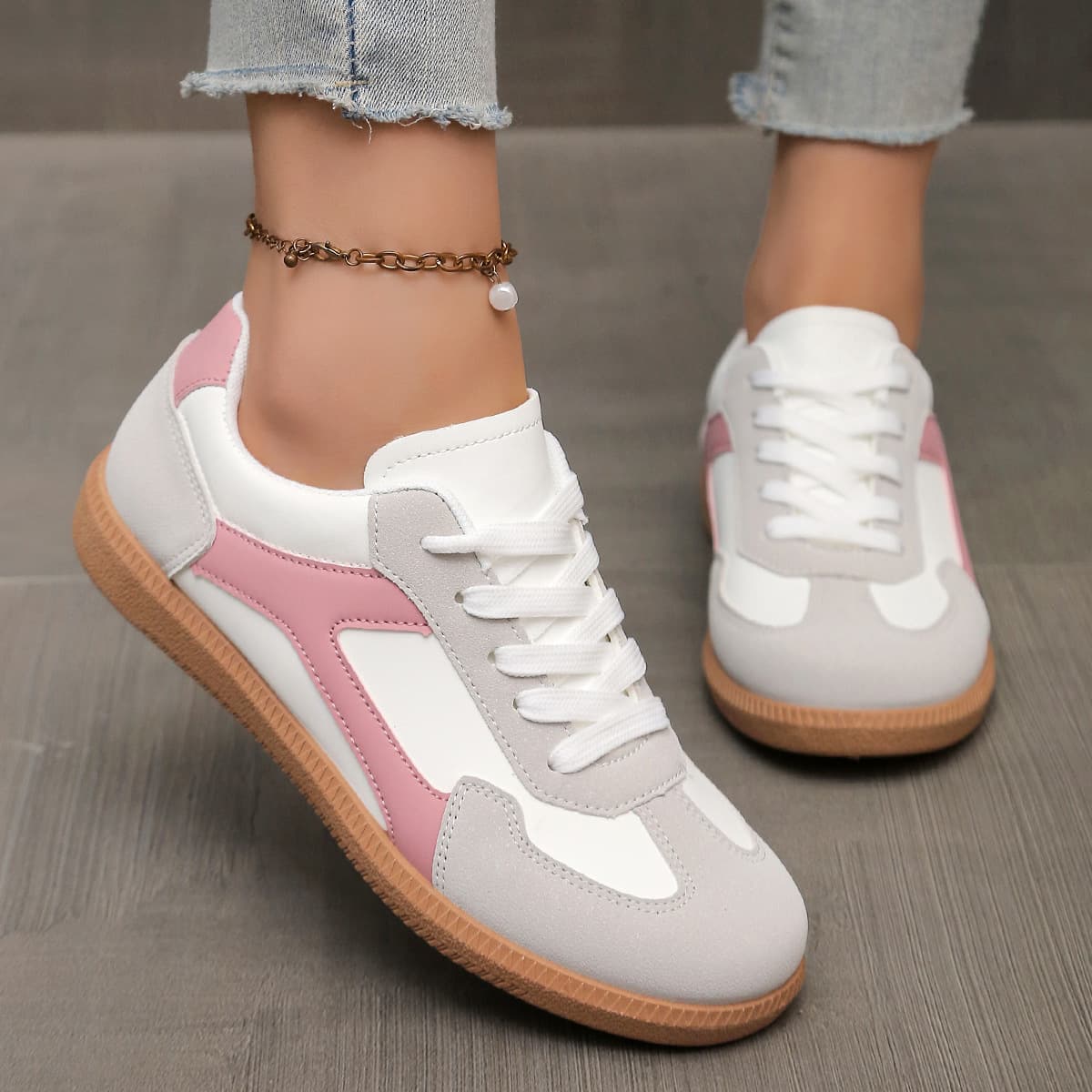 2025 All-Season New Women's Shoes, Women's Sneakers, Student Shoes, Round Toe Straps, Low-Top White Sneakers, Wholesale