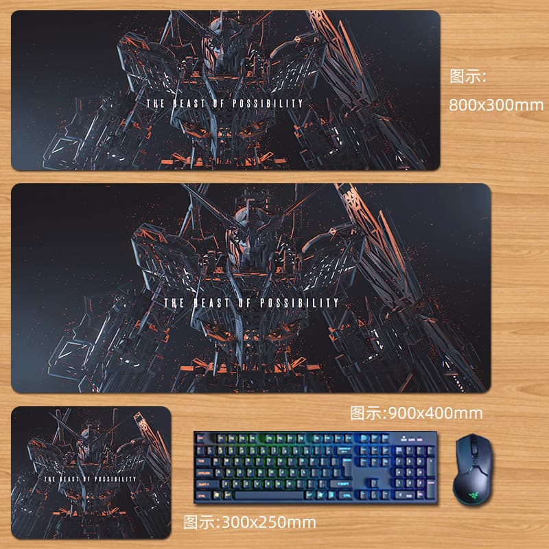 2mm Gundam Mouse Pad Extra Large Anime Mecha Unicorn Keyboard Mat for Computer Gaming Office
