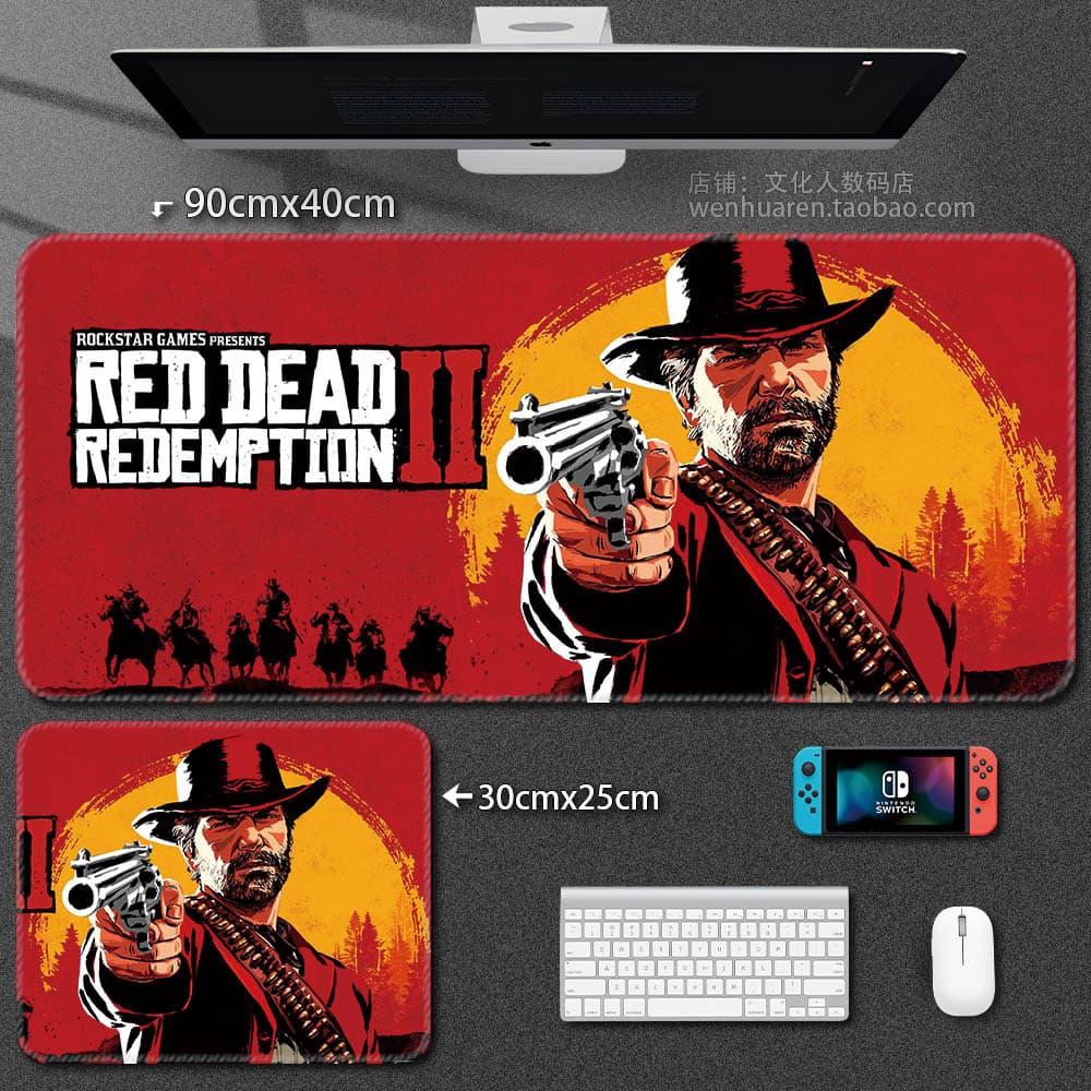 Red Dead Redemption 2 RDR Large Mouse Pad, Arthur Morgan Themed Computer Game Gaming Keyboard Desk Mat