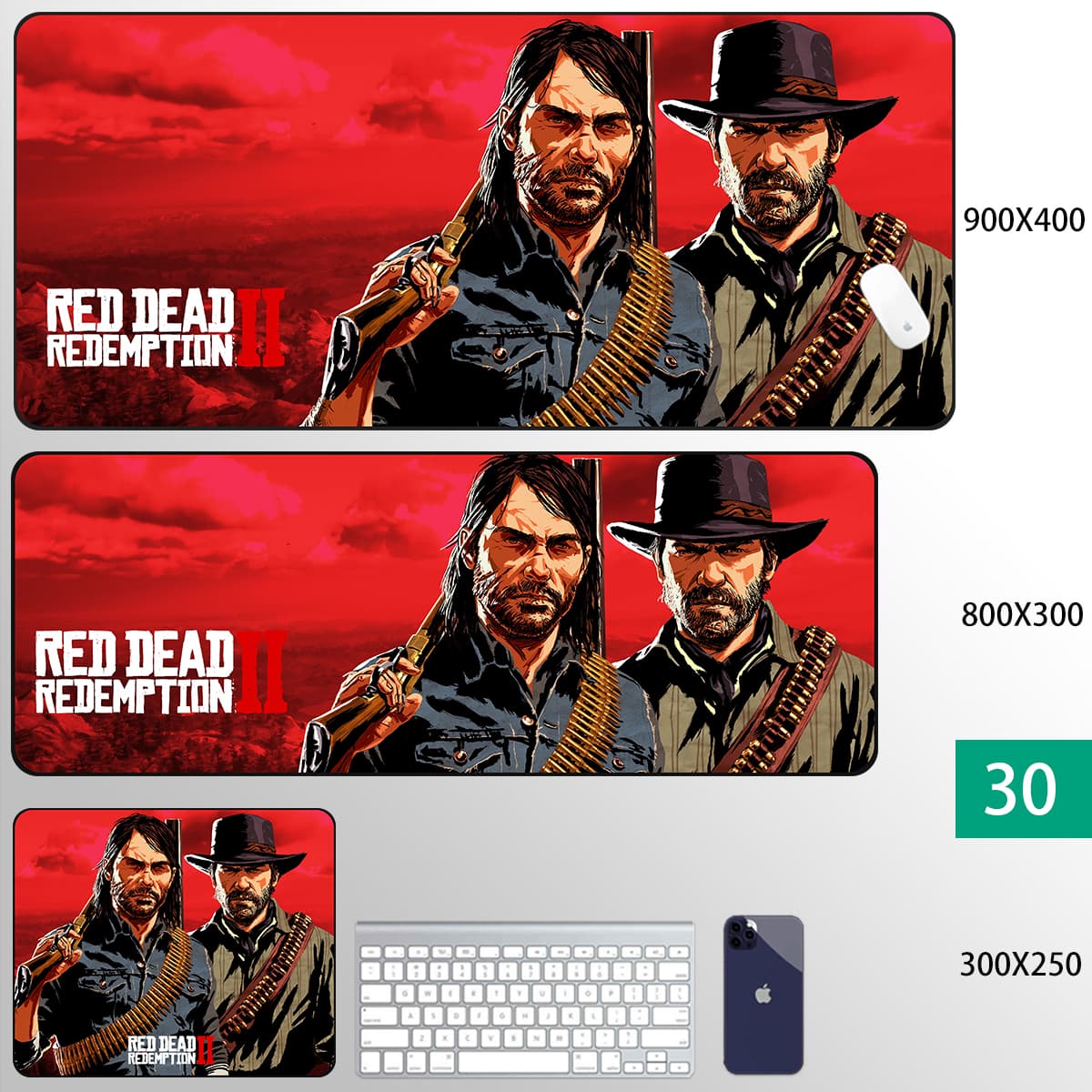 2mm Red Dead Redemption 2 Game Mouse Pad Extra Large Desk Pad Premium Stitched Edge Gaming
