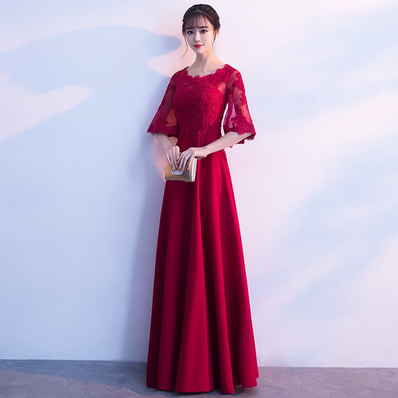 New Spring 2026 Bride Toast Dress Plus Size Red Engagement Short Evening Gown for Women Slimming Long