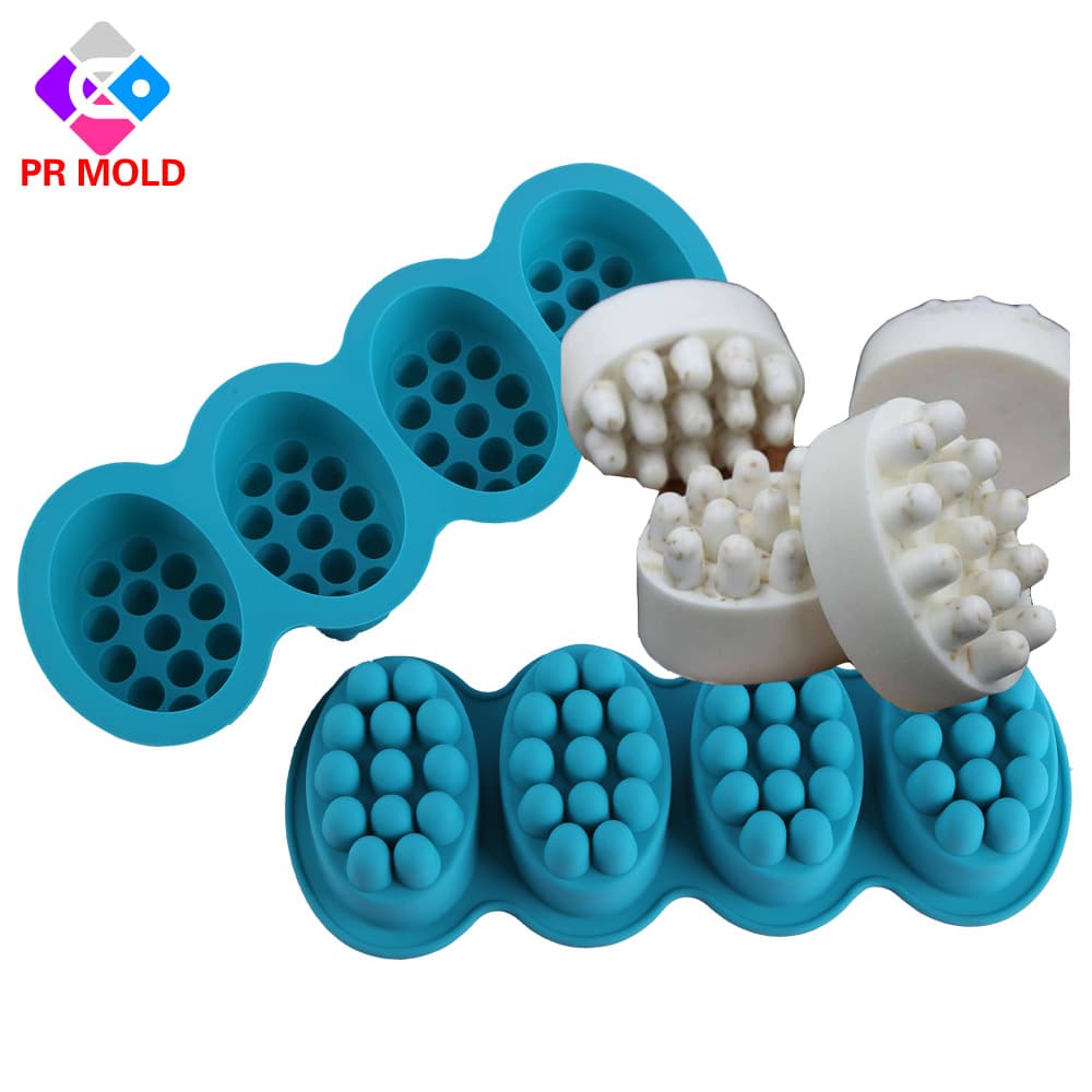 4-Hole Oval Massage Soap Mold Handmade 4-Connected Massage Silicone Soap Molds for Making Soaps Rectangular Shape Soap Molds