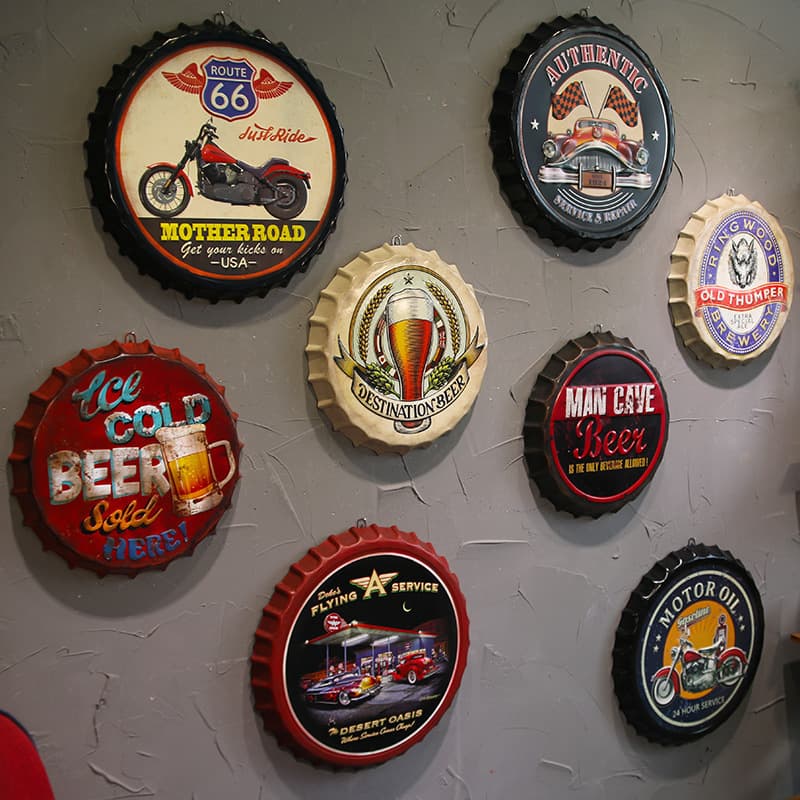 Fanmulin Beer Bottle Cap Creative 3D Wall Art, Bar and Cafe Hanging Decor, Tin Sign