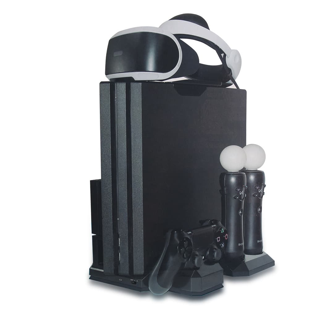 PS4/SLIM/PRO/VR Multi-Function VR Stand with Dual Charging Base, Fan, and PSMOVE Controller Charging Dock
