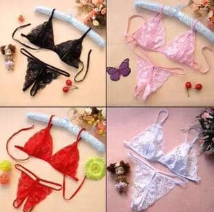Night Listening Fragrance Bulk Wholesale Sexy Lingerie Open Crotch Three-Point Lace Lingerie Two-Piece Set Transparent Temptation