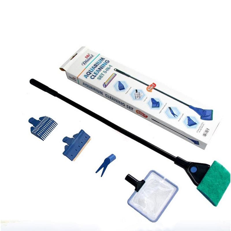 Siyuan Aquarium Fish Tank Cleaning Tool, Aquarium Cleaning Brush, Long Handle 5-in-1 Cleaning Kit