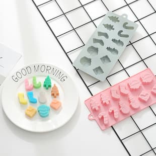 In Stock Silicone Cake Mold 12-Cavity Christmas Snowman, Sock, Tree Silicone Chocolate Mold, Ice Cube Tray, Ice Mold DIY