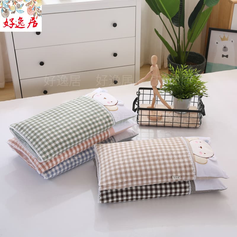 Japanese Washed Cotton Little Bear Baby Buckwheat Pillow Buckwheat Hull Filled Buckwheat Pillow Children's Pillow Drop Shipping Wholesale