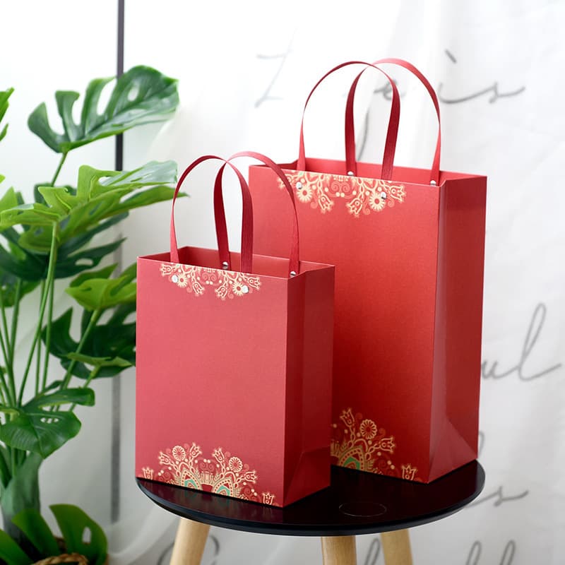 Chinese Style Gift Bag Festive Gift Box Packaging Bag Mid-Autumn Dragon Boat Festival Rivet Paper Bag Full Moon Souvenir Gift Packaging Bag