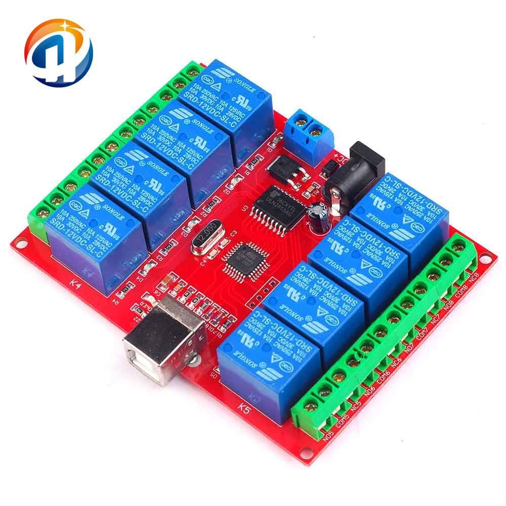 8-Channel 12V Computer USB Control Switch Driver-Free Relay Module PC Smart Controller Red Board