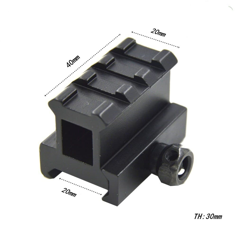 20 to 20mm Mount Metal 3-Slot RMR Red Dot Sight Accessory Short Riser Rail 20mm Bottom Slot Tactical