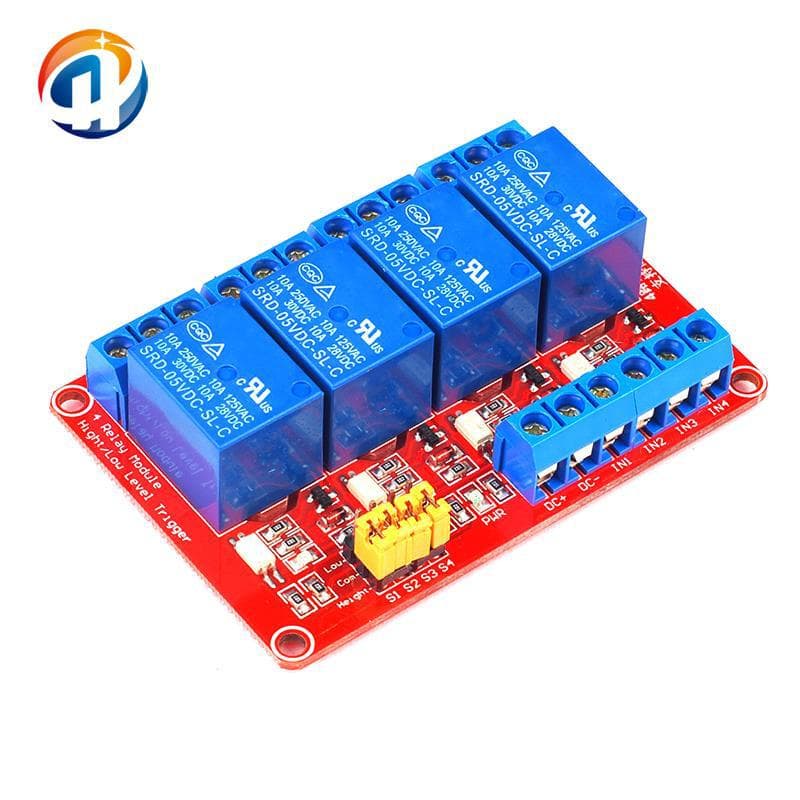 4-channel relay module with optocoupler isolation, 5V/12V/24V high/low level triggering PLC drive control board module