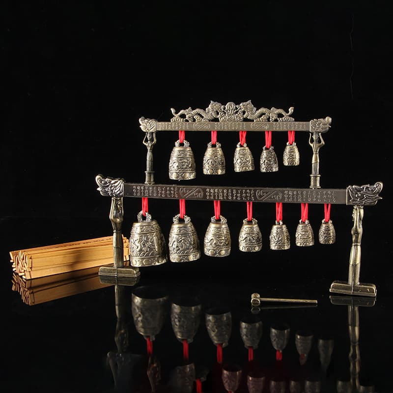 Antique-style Double-layer Bianzhong Bell, Retro Bronze Percussion Ornament, Craft Manufacturer Wholesale of Golden Bells