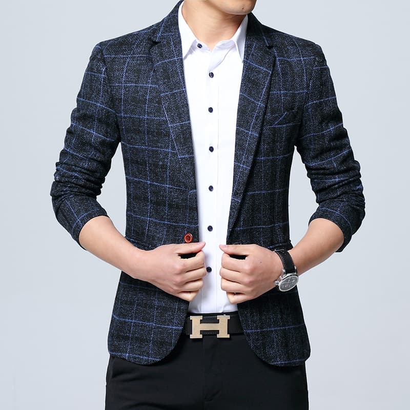 Men's Slim Fit Blazer Jacket Korean Style Casual Blazer for Students Youth Fashion Outerwear