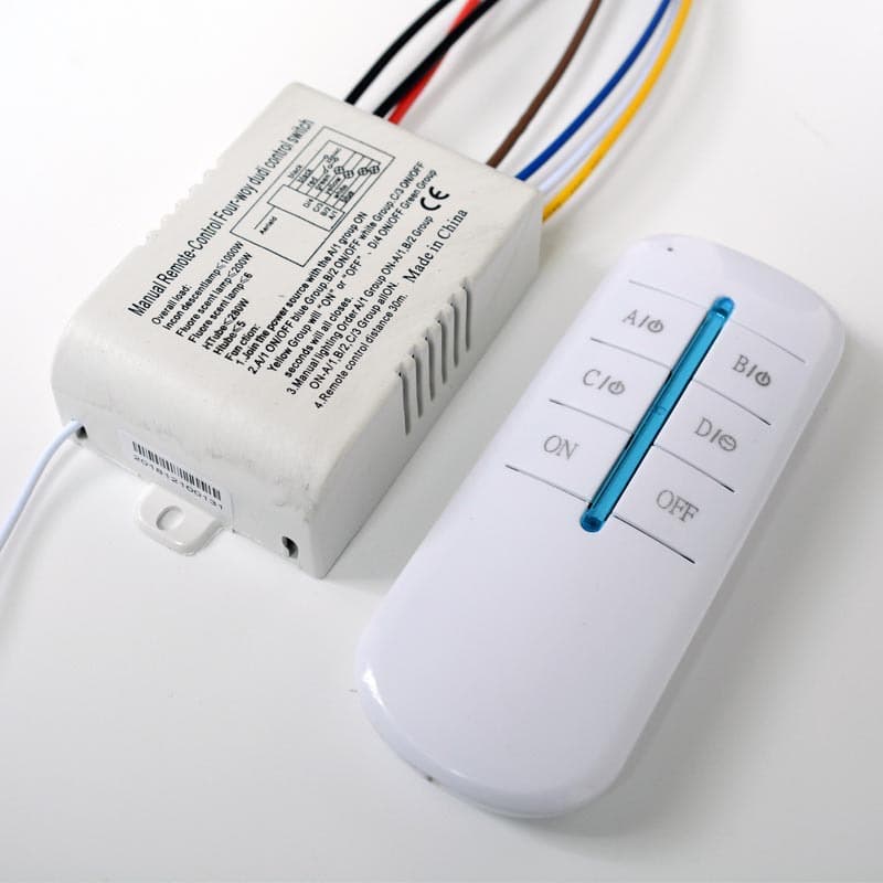 Four-way remote control switch, 220V, four-way lighting fixture controller, four-group controller, multi-control smart light strip.