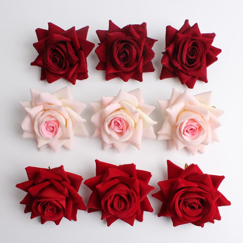 Artificial Velvet Rose Head Baked Cake, Red Rose Corsage, Clothing Decoration Flowers, Wedding Flowers