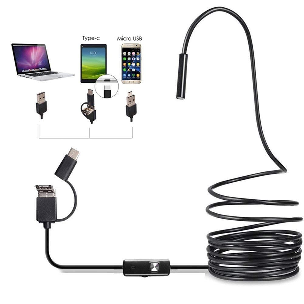 7mm 3-in-1 interface industrial-grade phone endoscope camera for Android phones/computers with 10m/15m cable