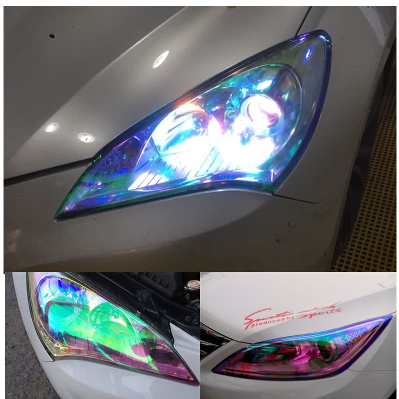 Car Headlight Film Iridescent Chameleon Light Color Change Film Tail Light Fog Light Transparent Headlight Color Shift Film 12 Colors