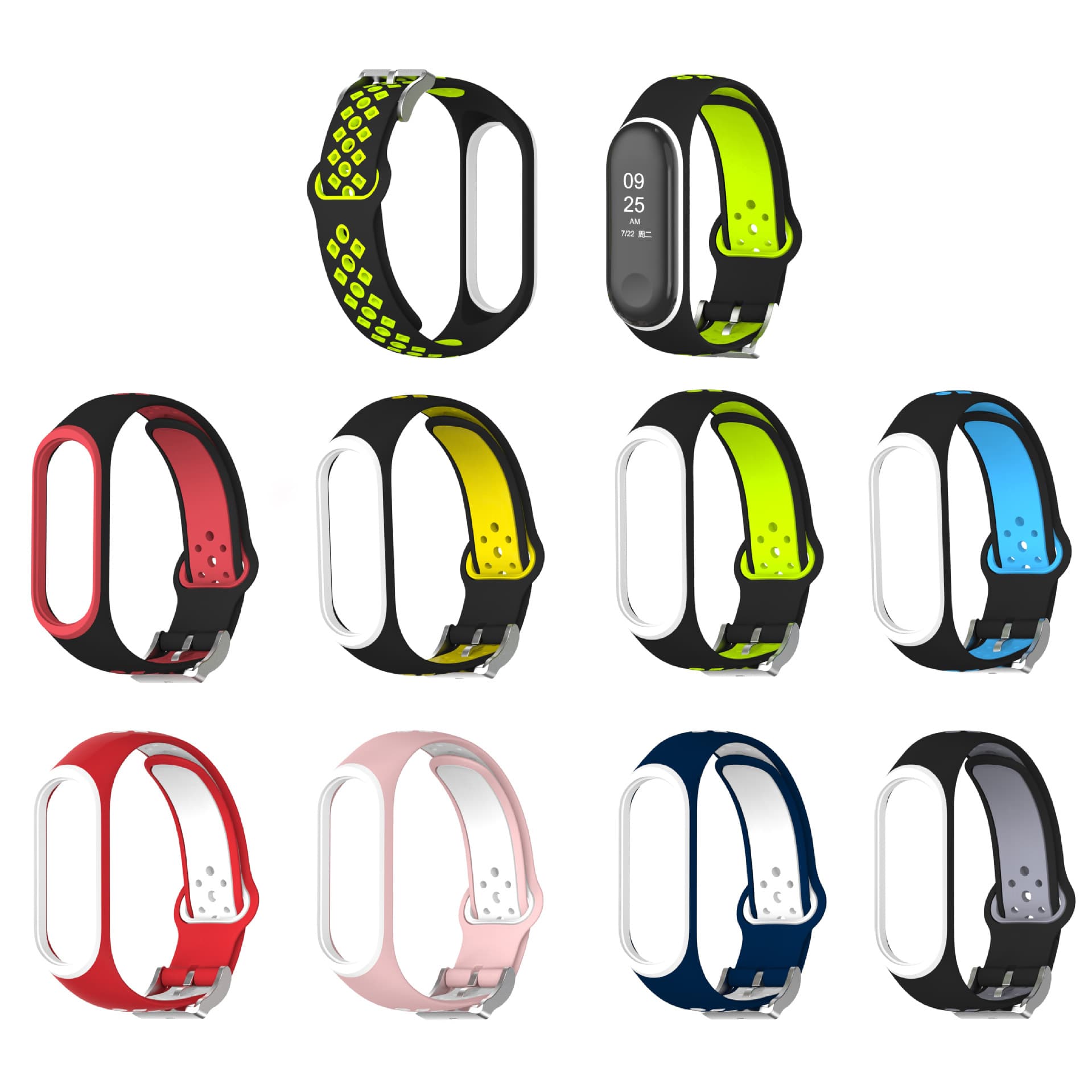 Compatible with Xiaomi Band 3/4 Strap Two-Tone Smart Silicone Sports Style 4 Wristband Reverse Buckle In Stock Magnetic