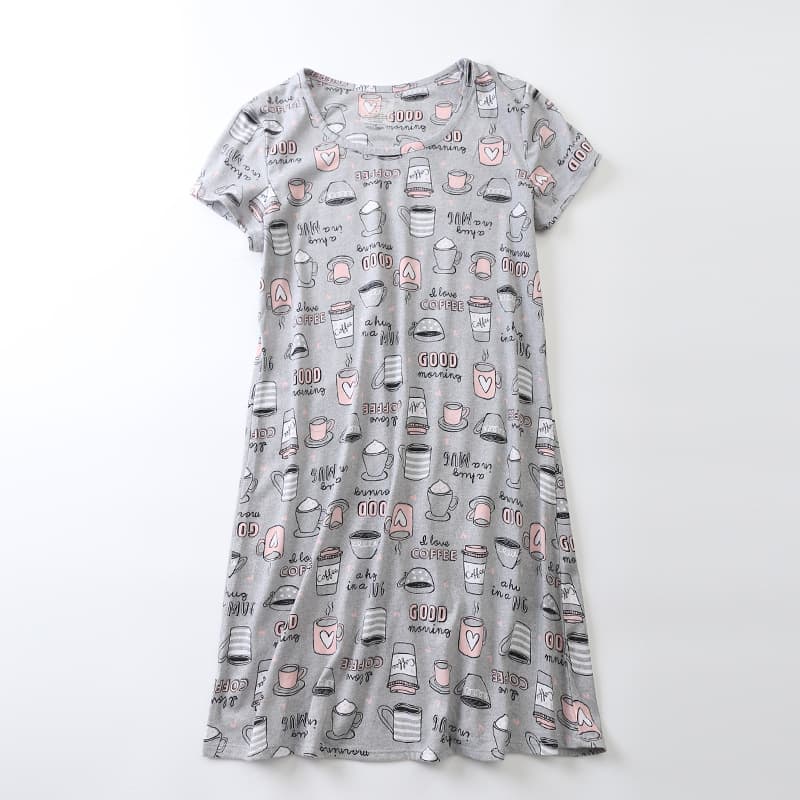 New Multicolor Knitted Short-Sleeve Pajamas Cute Cartoon Homewear European Plus Size Nightgown Printed Pajamas Wholesale