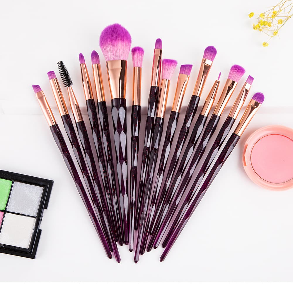 15 Makeup Brush Set Diamond Handle Soft Hair Concealer Brush Eye Shadow Brush Beauty Tools Cross Border