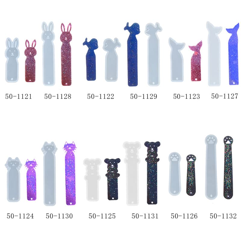 Silicone Mold for DIY Crystal Resin Cat and Bear Bookmark, Small and Large Sizes